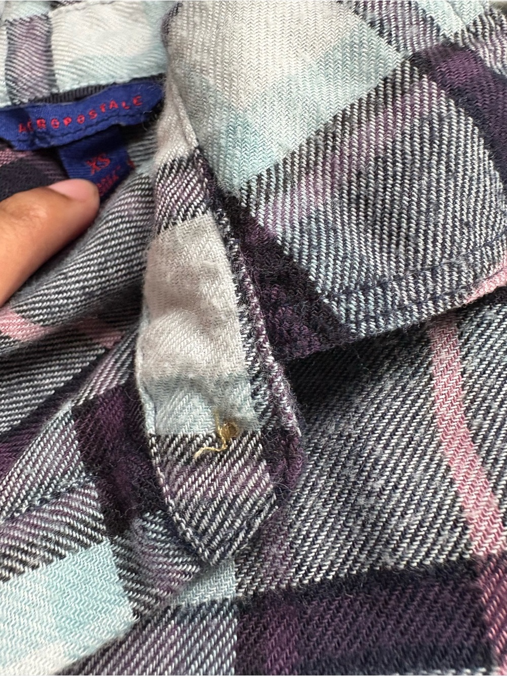 Aeropostale Plaid Flannel Shirt Jacket in Purple and Mint